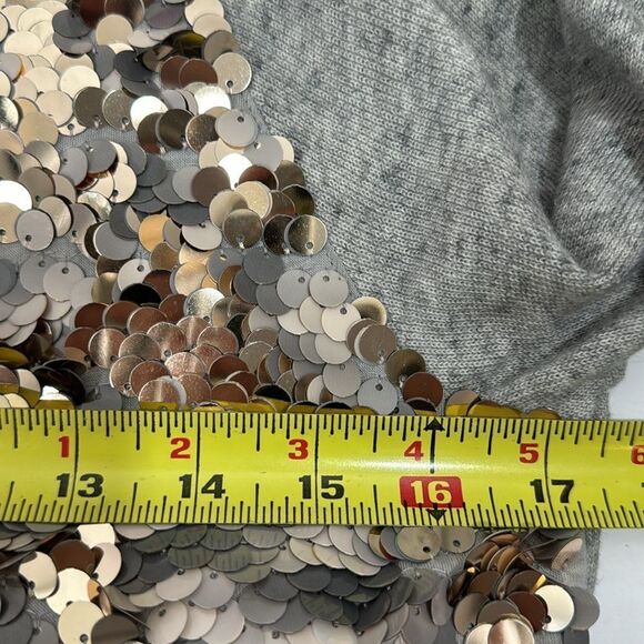 Express Love Sequined Sweater Gray Silver Festive Party Glam Long Sleeve Size M - Picture 11 of 12